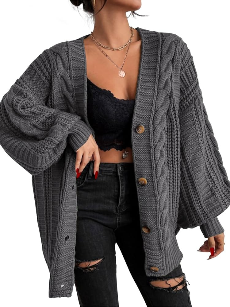 EXLURA Womens 2026 Oversized Cardigan Sweaters Fall Winter Lightweight Soft Knit Cardigan Open Fr... | Amazon (US)