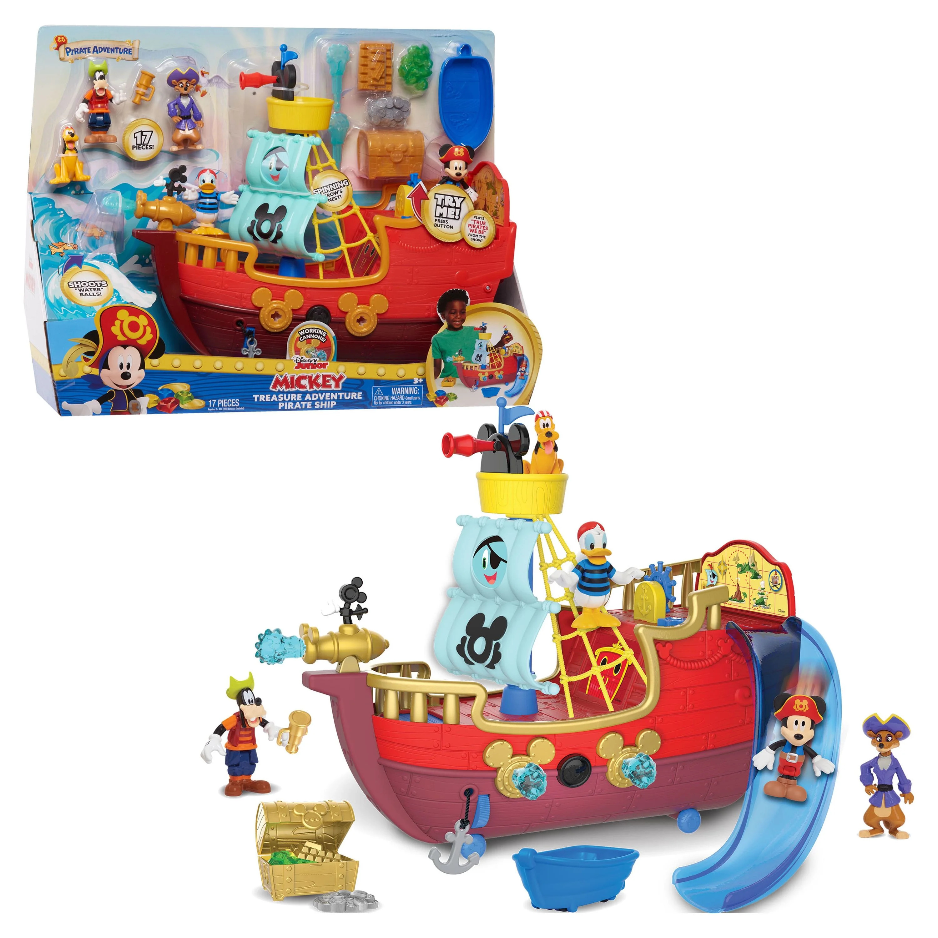 Disney Junior Mickey Mouse Funhouse Treasure Adventure Pirate Ship Playset with Sounds and Figure... | Walmart (US)