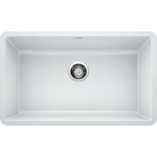 Blanco PRECIS Undermount Granite Composite 30 in. Single Bowl Kitchen Sink in White 442533 - The ... | The Home Depot