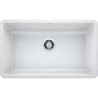Blanco PRECIS Undermount Granite Composite 30 in. Single Bowl Kitchen Sink in White 442533 - The ... | The Home Depot