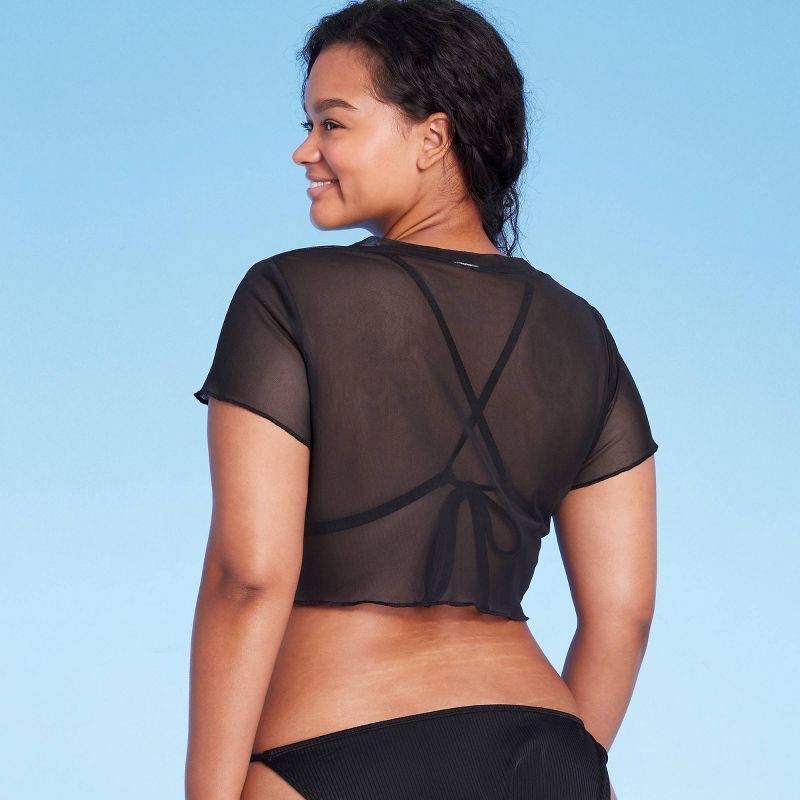Women's Mesh Cover Up Short Sleeve Crop Top - Wild Fable™ | Target
