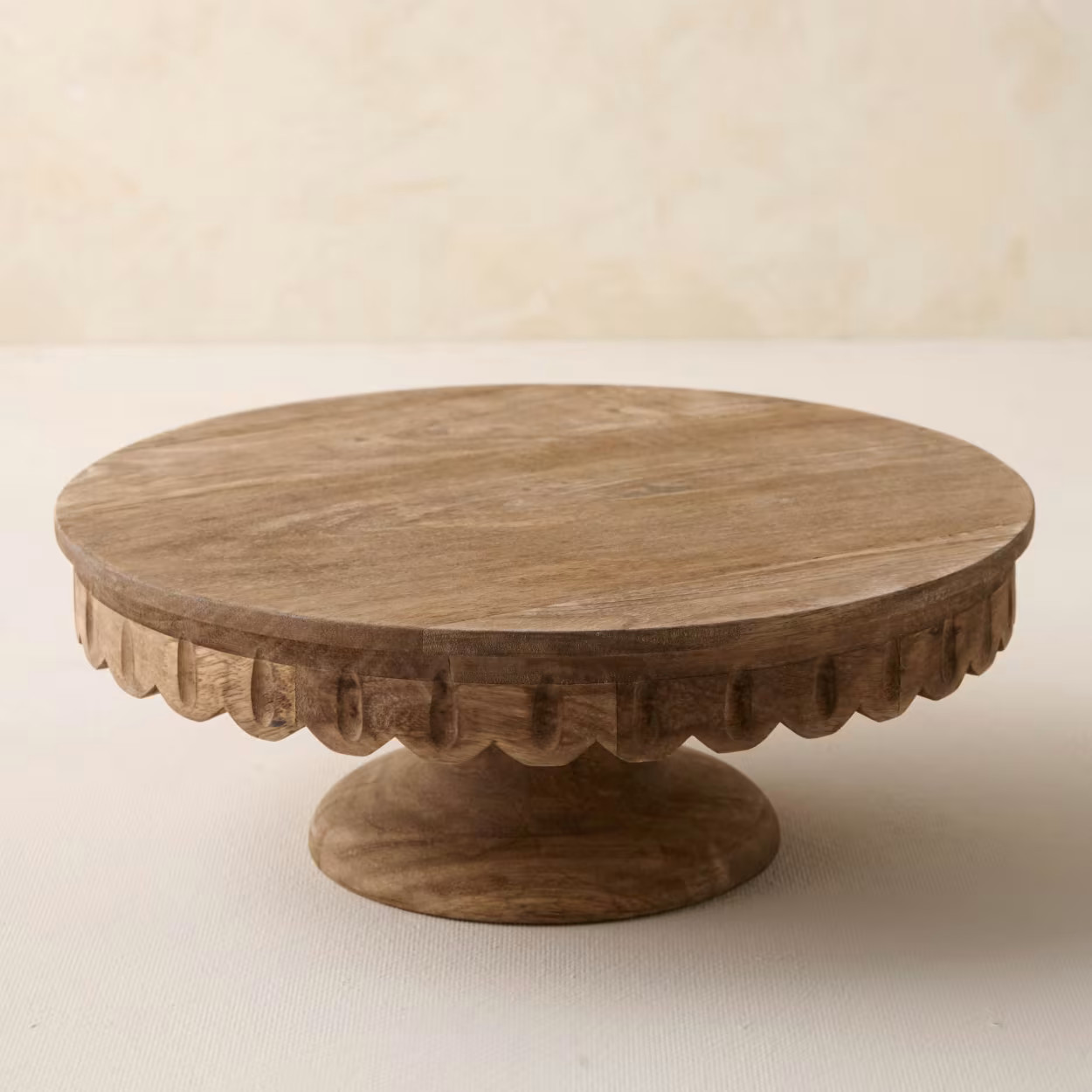 Antiqued Wood Scalloped Cake Stand | Magnolia