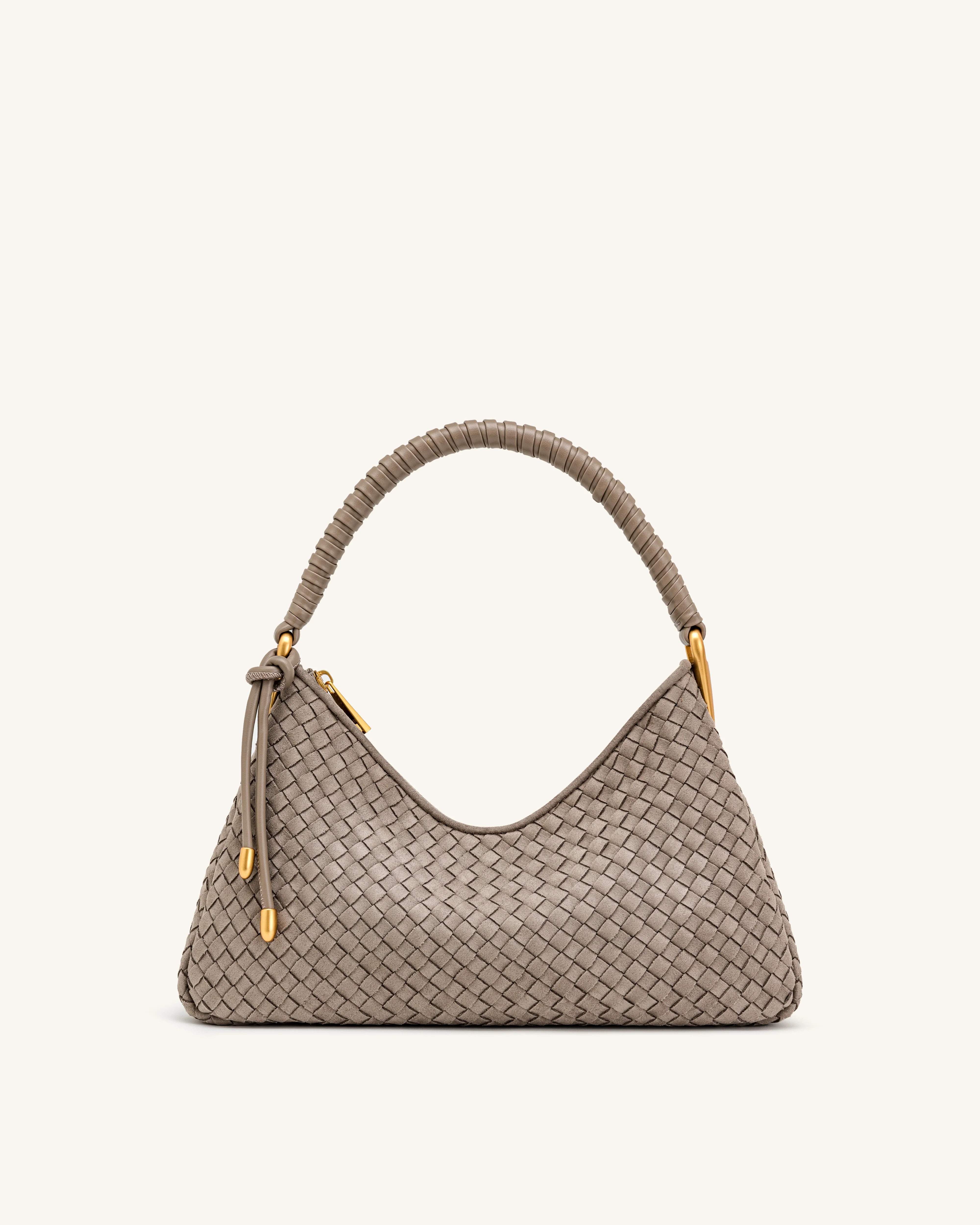 Lorena Woven Faux Suede Shoulder Bag - Stone Taupe | JW PEI US