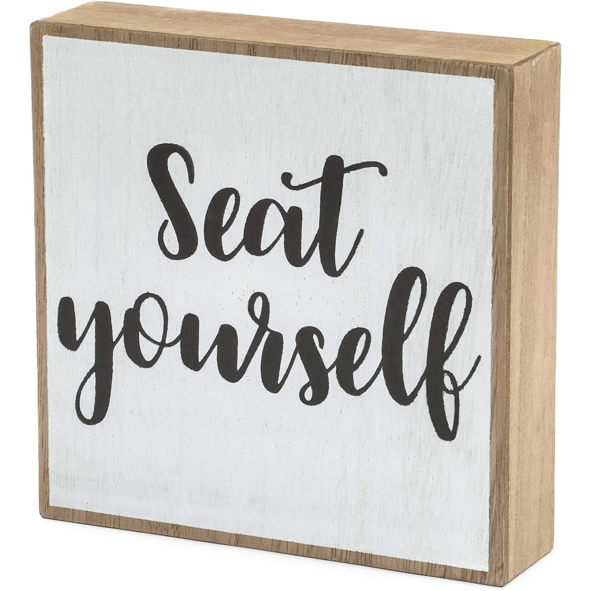 Farmlyn Creek Funny Wooden Seat Yourself Bathroom Sign Restroom Wall Decor 6"x6" White | Walmart (US)