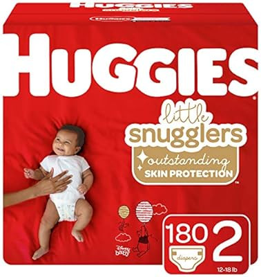Huggies Little Snugglers Baby Diapers, Size 2, 180 Ct, One Month Supply | Amazon (US)