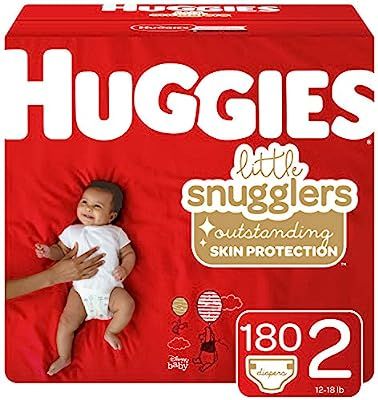 Huggies Little Snugglers Baby Diapers, Size 2, 180 Ct, One Month Supply | Amazon (US)