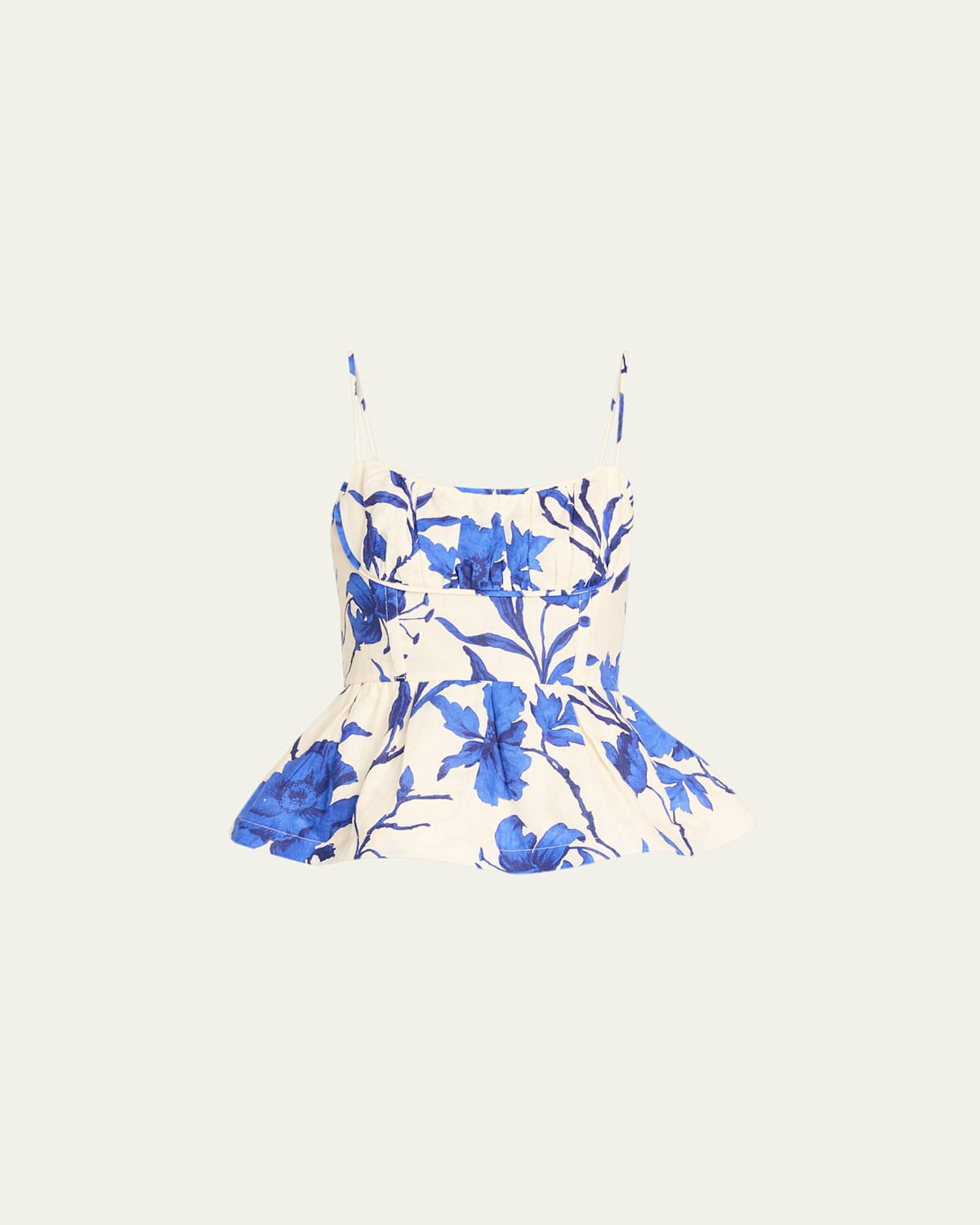 Alba Printed Fit-&-Flare Linen Top | Bergdorf Goodman