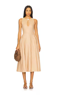 LPA Seina Midi Dress in Taupe from Revolve.com | Revolve Clothing (Global)