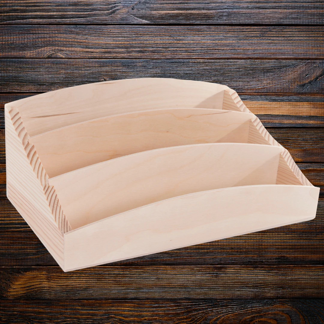 Three-section Letter Holder Desk Organiser Unpainted Wooden Mail Rack Paper File Desk Tidy for Of... | Etsy (US)