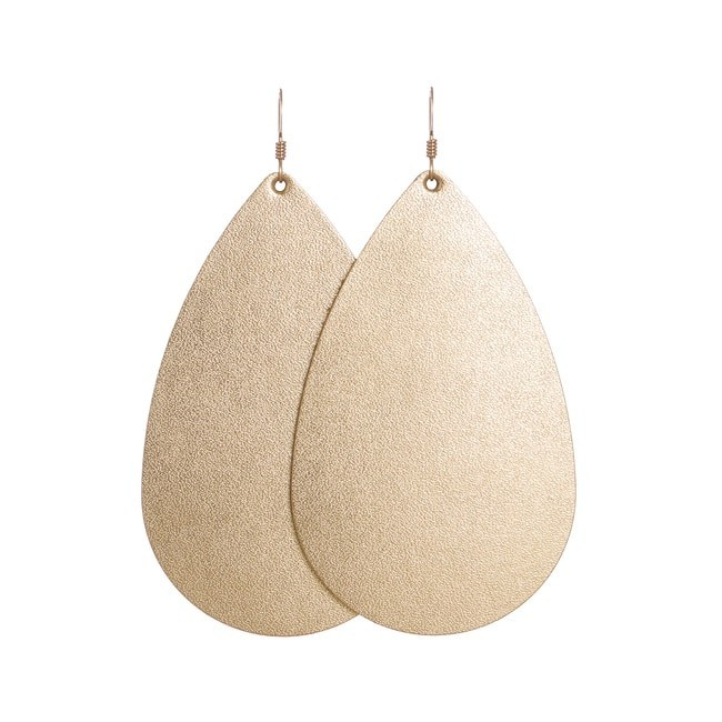 Gold Satin Leather Earrings | Nickel and Suede
