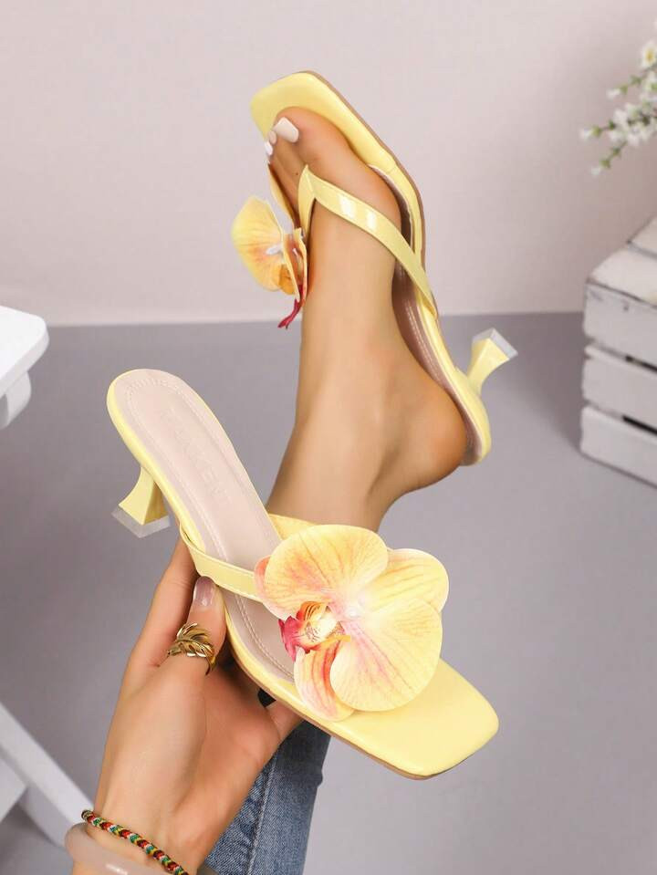 Plus Size Square Toe Floral Thong Sandals For Women, Fashion Summer Casual Beach Slippers, New 20... | SHEIN