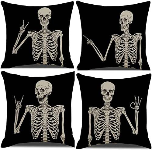 Halloween Pillow Covers 18x18 Set of 4 - Front and Back Both Painted - Halloween Decorations Indo... | Amazon (US)
