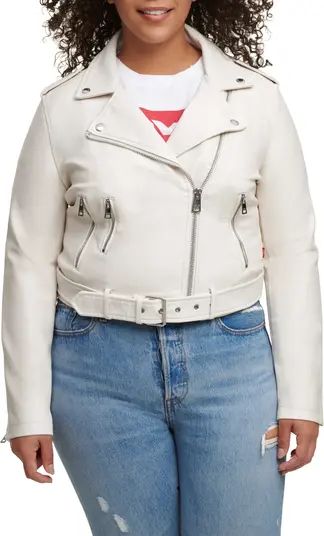 Water Repellent Faux Leather Fashion Belted Moto Jacket | Nordstrom