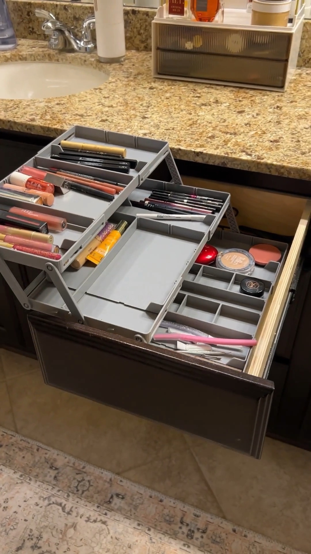 How do you store your makeup? This tiered organizer has been a game changer for getting ready in the morning. It keeps my products easy to find and all in one place! 