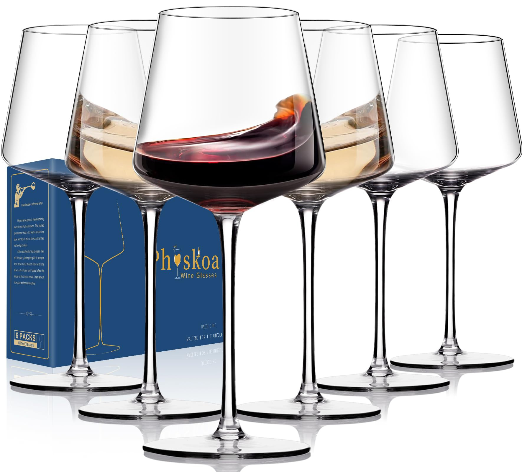 Physkoa Wine Glasses Set 6-15oz-LeadFree White Wine Glass with Long Stem,Clear Stemmed Wine Glass... | Amazon (US)