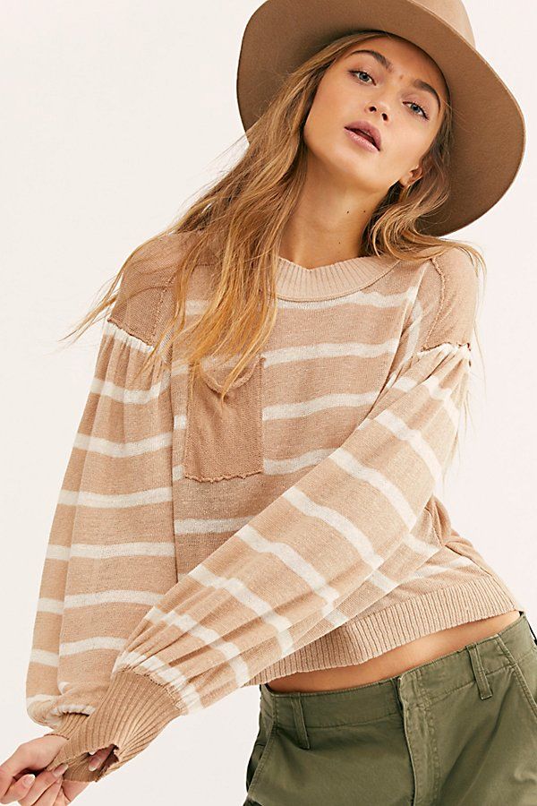 Between The Lines Pullover by Free People, Birch Bark Combo, L | Free People (Global - UK&FR Excluded)