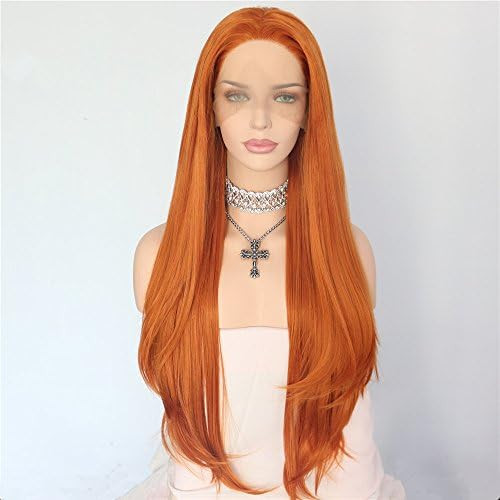 Sapphirewigs Orange Wig Long Natural Straight Wave Wigs Synthetic Lace Front Hair Replacement Wig... | Amazon (US)
