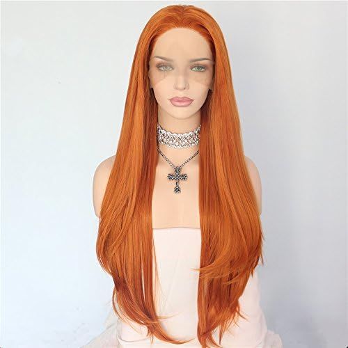 Sapphirewigs Orange Wig Long Natural Straight Wave Wigs Synthetic Lace Front Hair Replacement Wig... | Amazon (US)