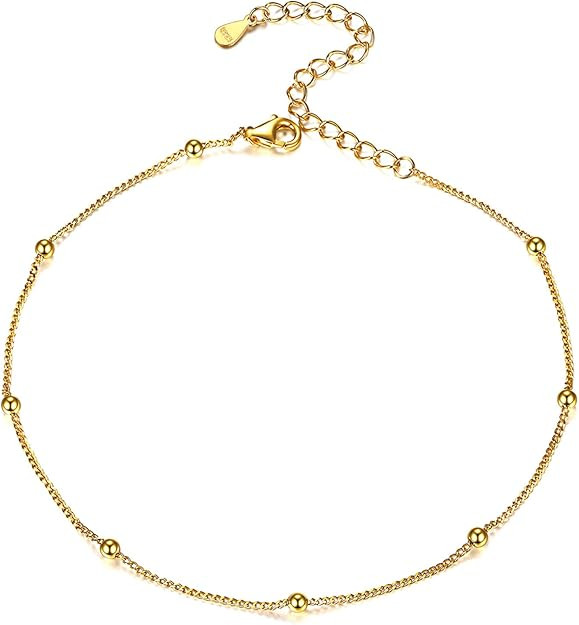 ChicSilver 925 Sterling Silver Ankle Bracelet for Women, Simple Durable Cuban Link/Figaro/Twist R... | Amazon (US)