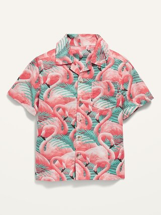 Short-Sleeve Printed Poplin Camp Shirt for Toddler Boys | Old Navy (US)