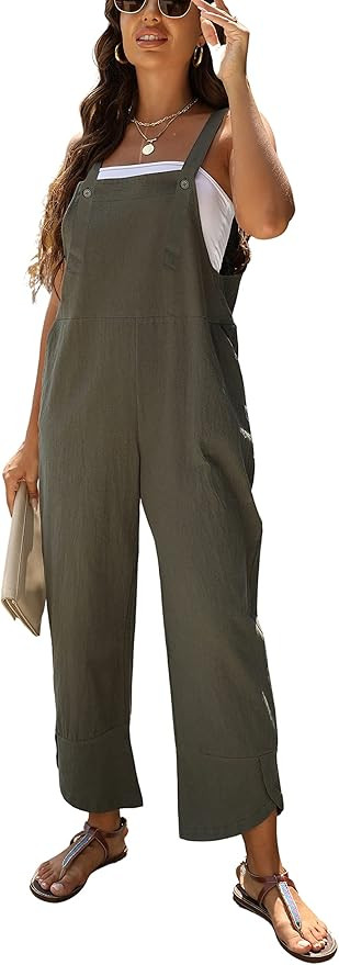 AMEBELLE Women's Sleeveless Cotton Linen Overalls Rompers Baggy Wide Leg Jumpsuits | Amazon (US)