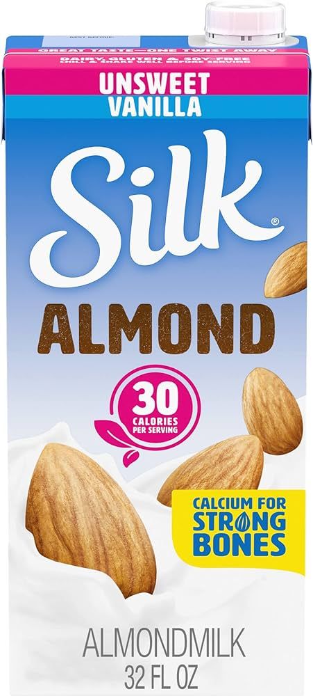 Silk Shelf-Stable Almondmilk, Unsweetened Vanilla, Dairy-Free, Vegan, Non-GMO Project Verified, 1... | Amazon (US)