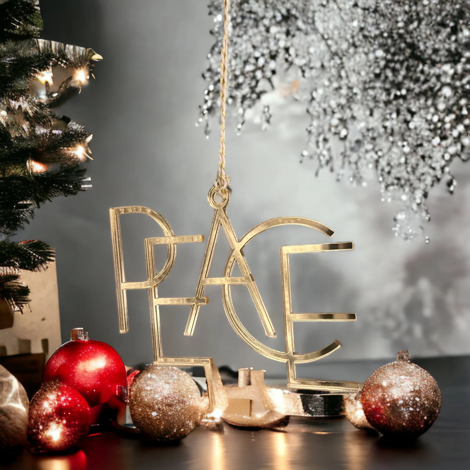 Peace Ornament, Gold Ornament, Word Ornament, Modern Christmas Tree Ornament, Christmas Tree Deco... | Etsy (US)