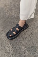 Fisherman Flatform Sandal - Black | St. Agni