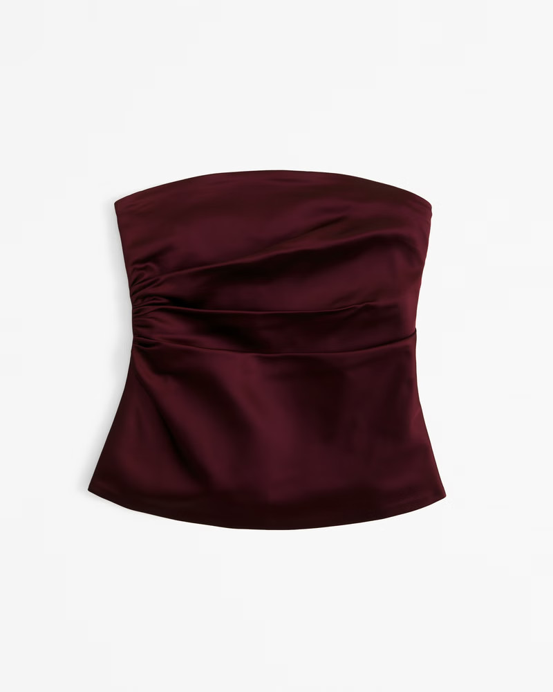 Long-Length Satin Tube Top | Abercrombie & Fitch (US)