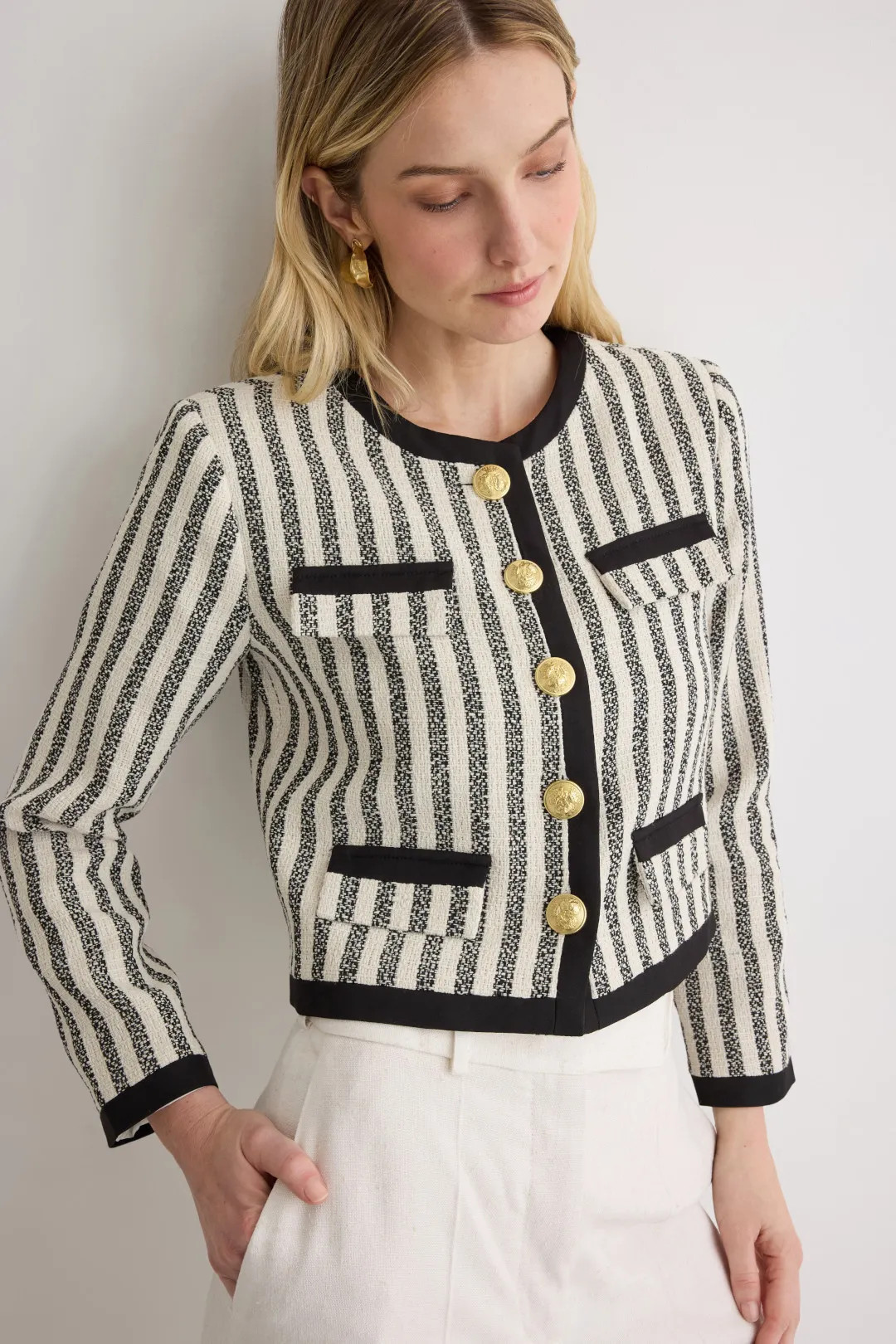 Alexia Admor Rose Tweed Striped Jacket | Rent the Runway