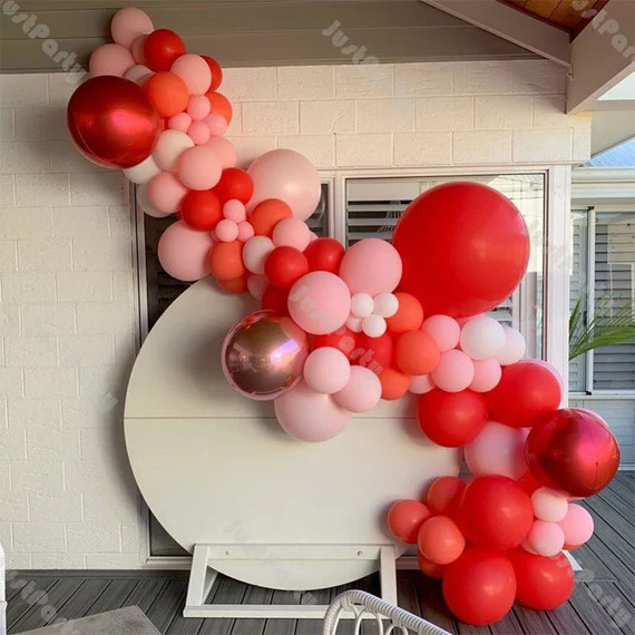 114pcs Macaron Baby Pink and Matte Red Balloon Garland Arch - Etsy | Etsy (US)