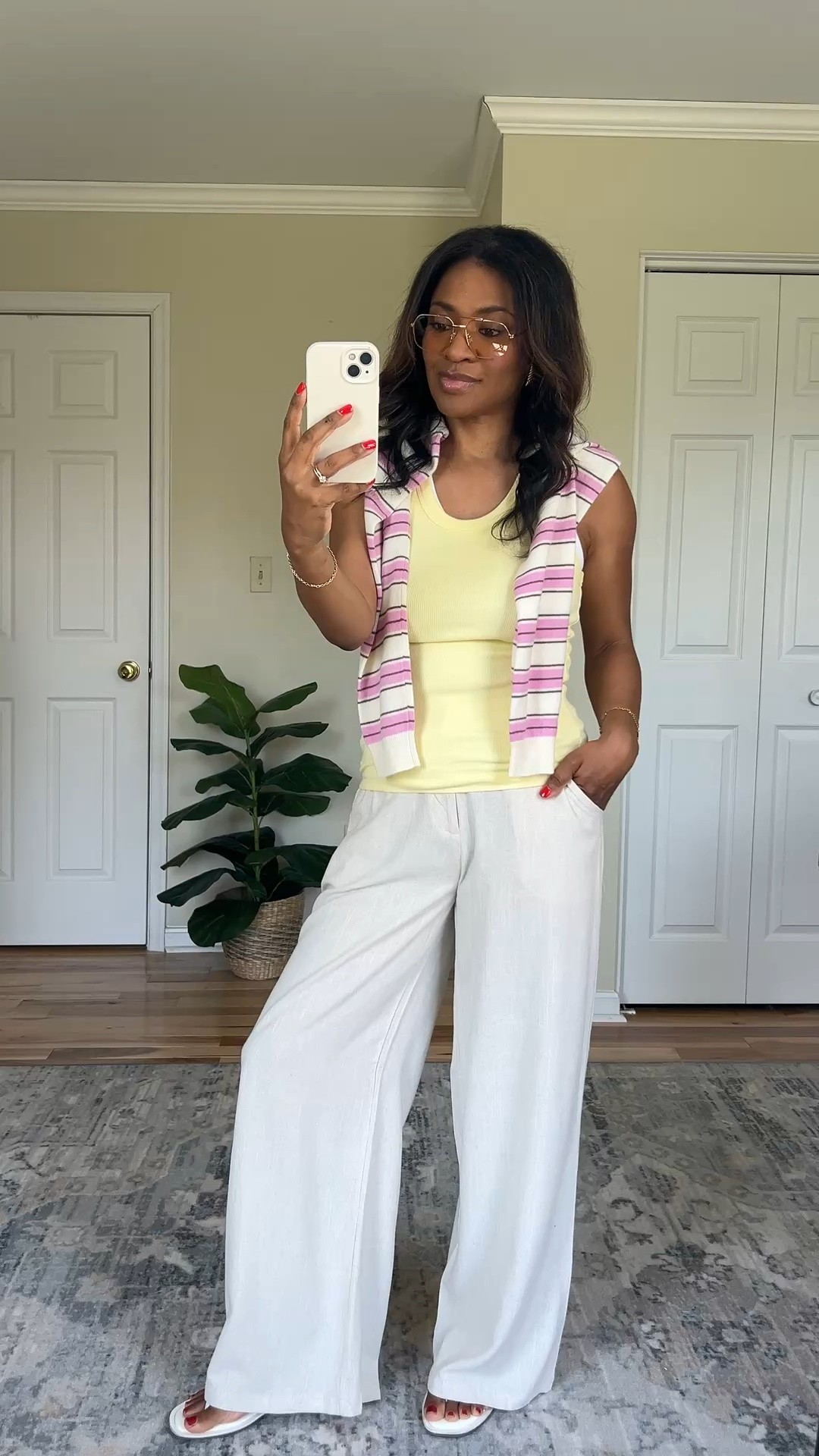 Aritzia finds! Wearing a small in the top, (the tank tops are see through so I had to double up and wear the white one underneath, just a heads up) small in cardigan
small in pants (from Amazon)

#LTKgrwm #LTKOver40 #LTKootd