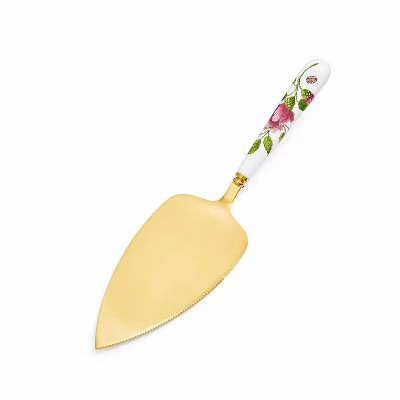 Spode Creatures of Curiosity Cake Knife, Floral Porcelain Handle - 10" Stainless Steel Cake Server Featuring Victorian Style Details | Target