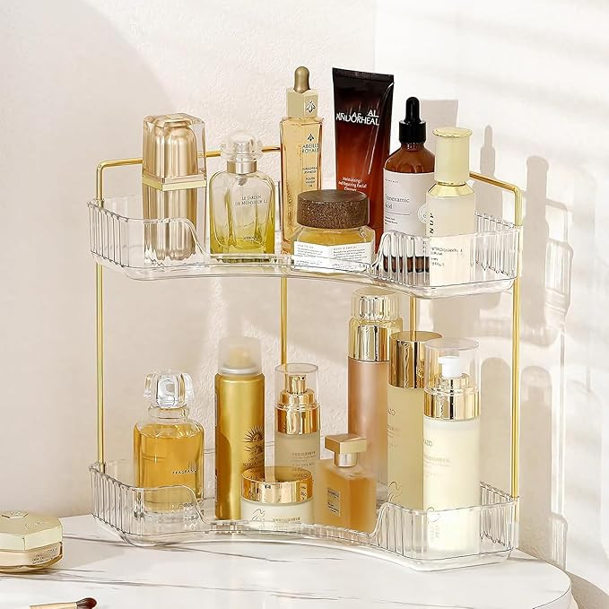 Corner Bathroom Countertop Organizer, Vanity Trays for Counter, Makeup Organizers, Perfume Tray, ... | Amazon (US)
