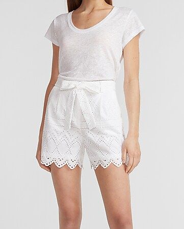 Super High Waisted Lace Belted Shorts | Express
