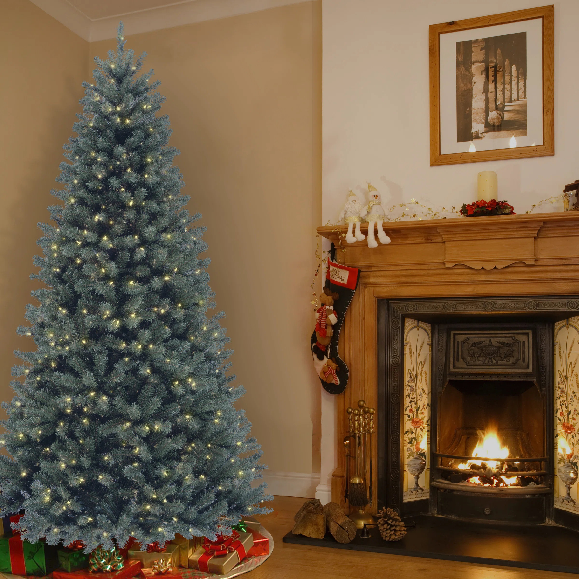 North Valley Blue Spruce Tree with Clear Lights | Wayfair North America