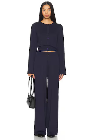 X REVOLVE August Button Pants in Navy | Revolve Clothing (Global)