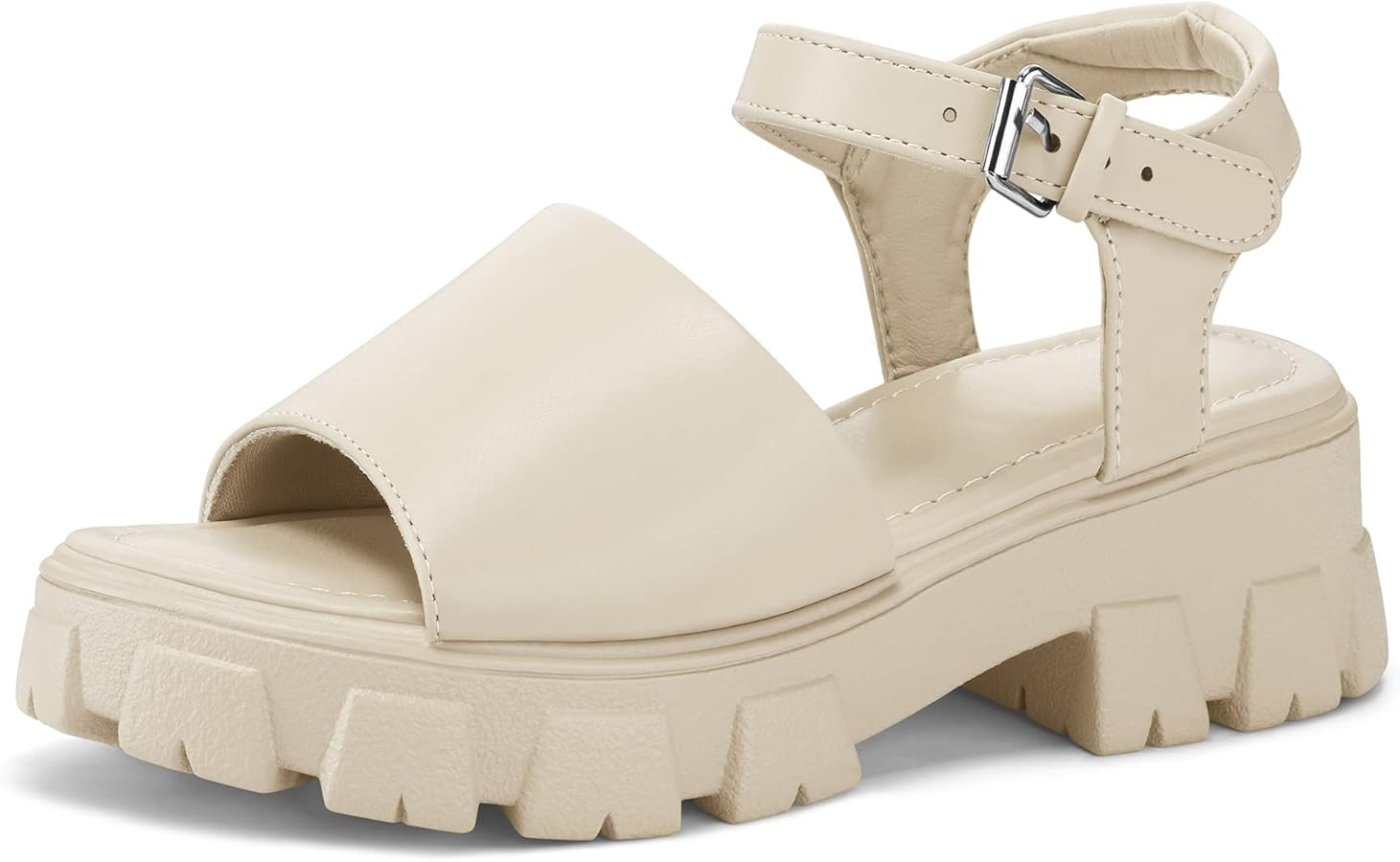 mysoft Women's Platform Chunky Sandals Lug Sole Open Toe with Buckle Ankle Strap | Amazon (US)