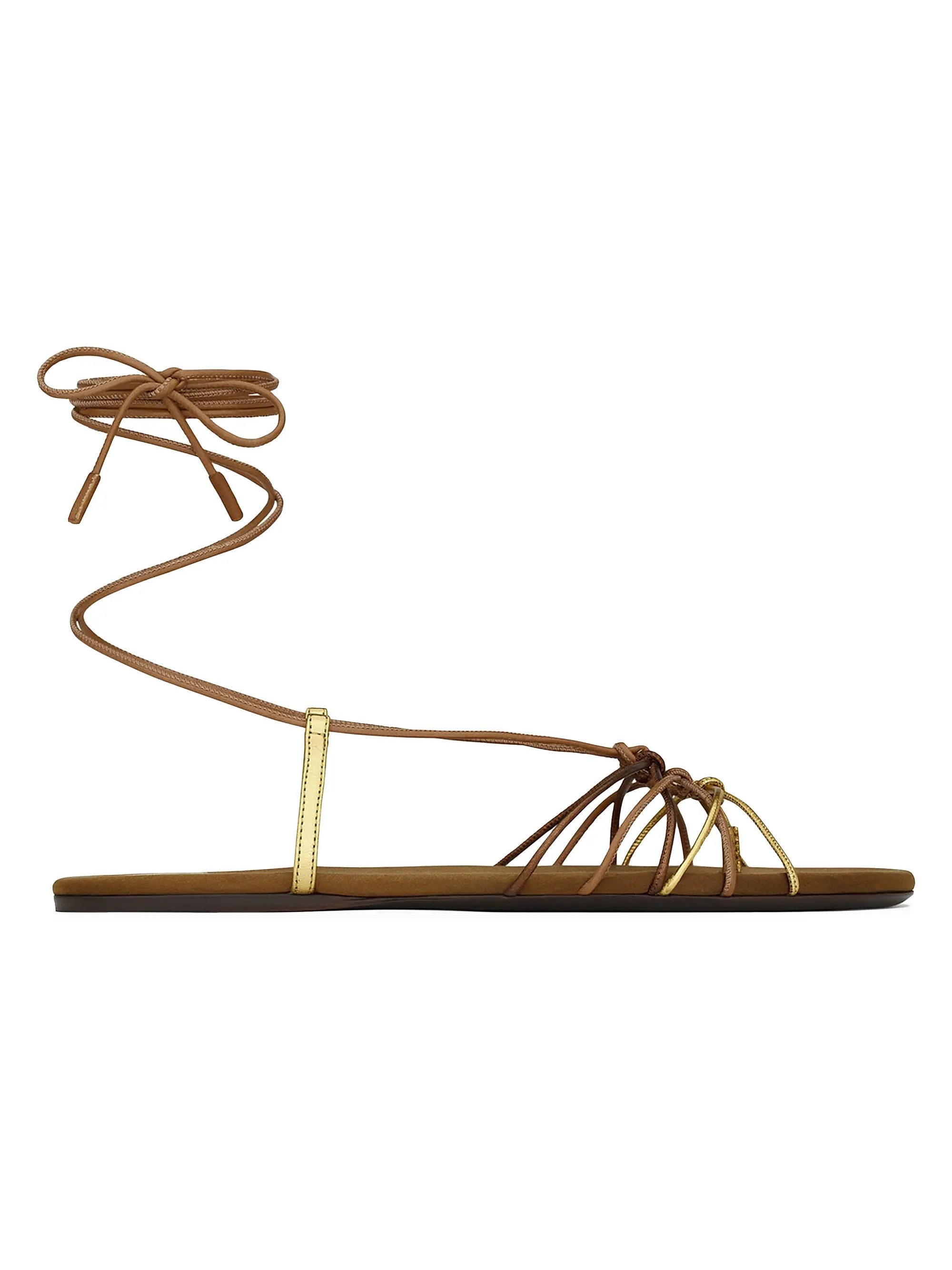 Babylone Sandals in Smooth and Metallic Leather | Saks Fifth Avenue