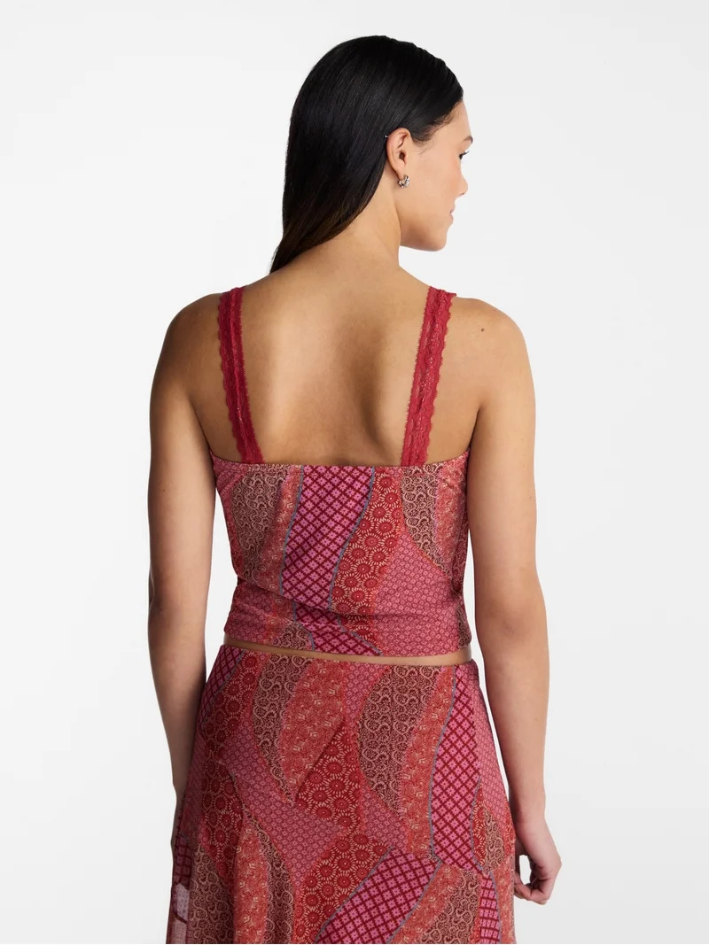 No Boundaries Mesh Lace Triangle Tank Top, Women's XXS-XXL | Walmart (US)