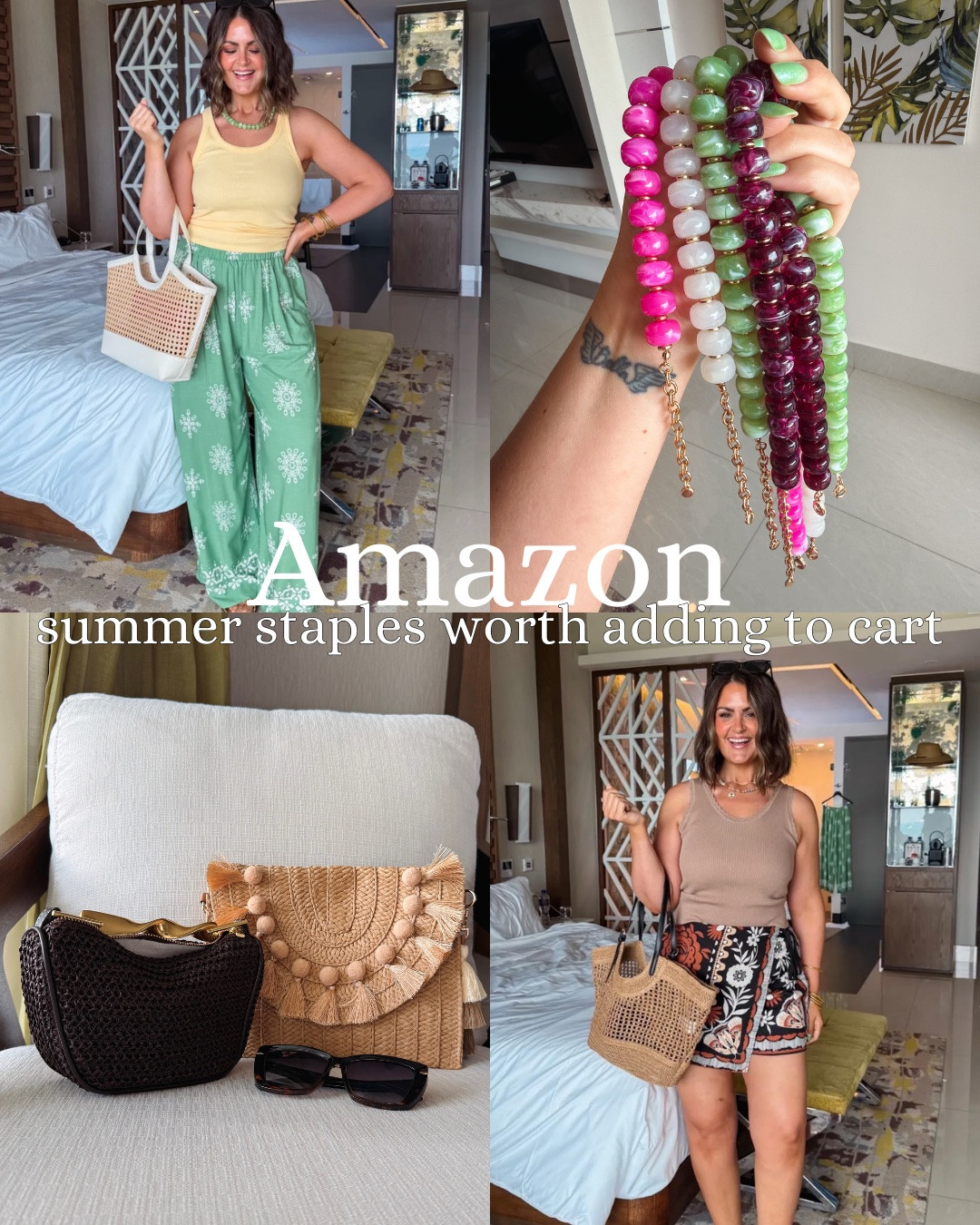 Amazon has been my go-to for all things summer lately ☀️🛍️ sharing the cutest midsize-friendly outfits, accessories, and travel staples I’ve been loving 

Green coverup, large, swimsuit, large black set, large, green pants, XL (need a large), tank top, large, skort, XL brown tank, medium

#LTKSeasonal #LTKTravel #LTKootd