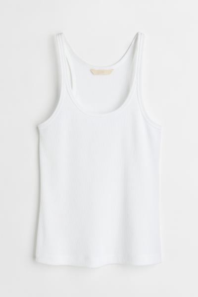 Fitted, racerback tank top in ribbed jersey with narrow shoulder straps. | H&M (US)