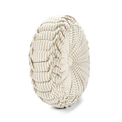 Farmhouse Ticking Stripe Yarn Dyed Pleated Round Pillow Cover & Insert | Wayfair North America