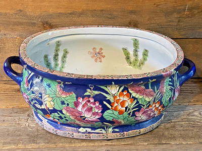 Vintage Chinese Asian Porcelain Oval Foot bath Jardiniere Planter Fish Bowl 22"L | eBay US