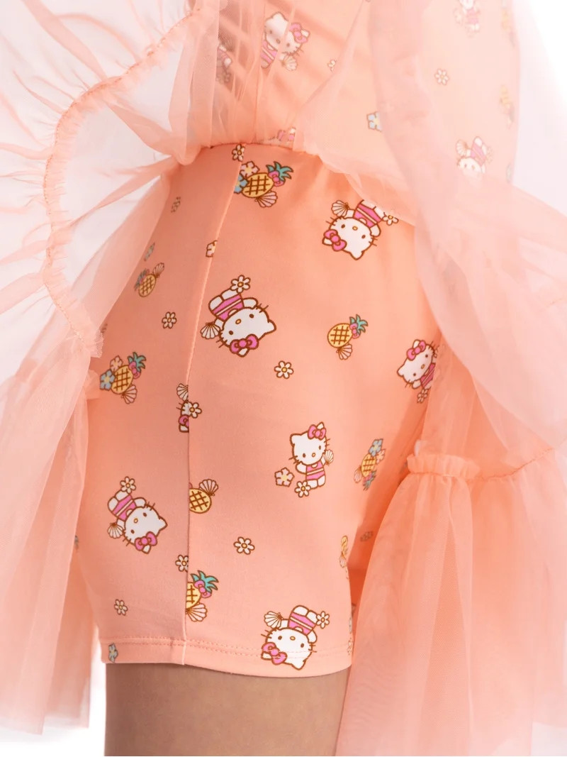 Hello Kitty Girls Sleeveless Allover Print Tulle Romper, Sizes 4-12 | Walmart (US)