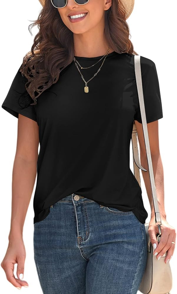 KevaMolly Basic T Shirts for Women UPF 50+ Short Sleeve Casual Summer Tops Trendy Solid Loose Fit... | Amazon (US)