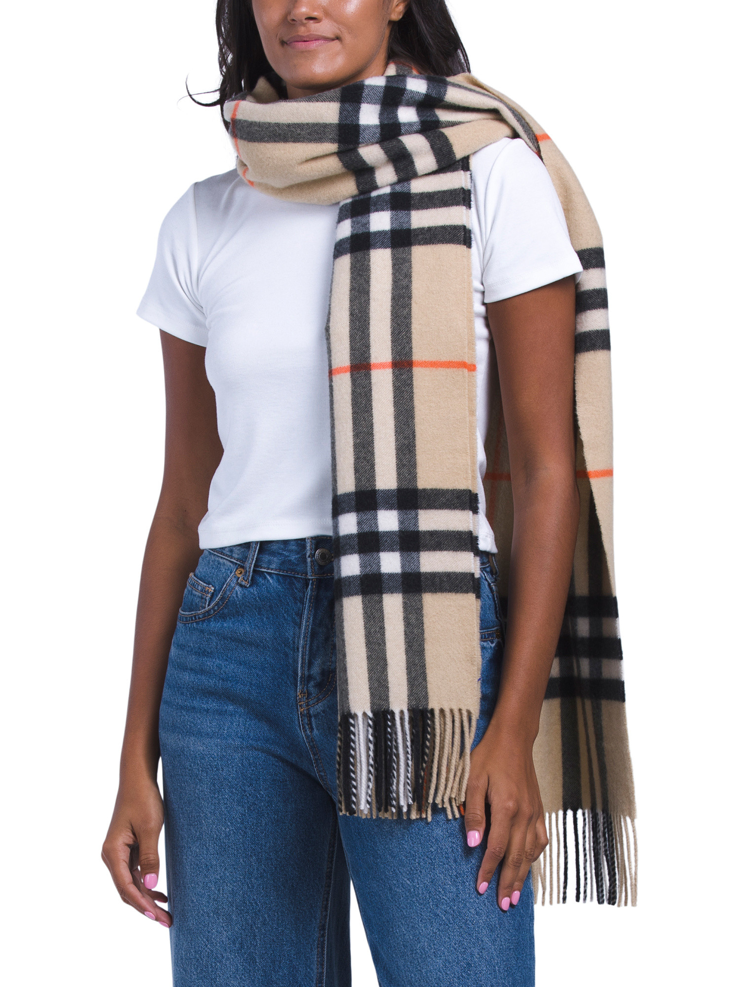 Made In Scotland Cashmere Wide Checkered Scarf | TJ Maxx