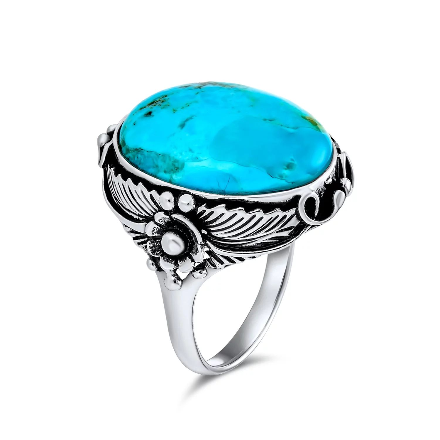 Leaf Large Oval Gemstone  Stabilized Turquoise Moonstone Statement Ring for Women 925 Sterling - ... | Walmart (US)