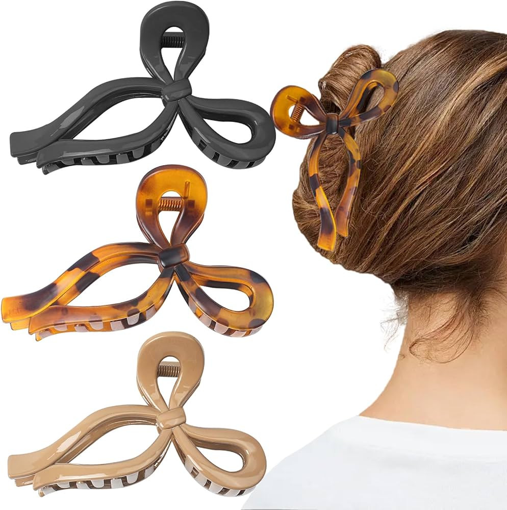 3 PCS Hair Claw Bow Hair Clips Nonslip, Butterfly Hair Clips, Casual Versatile Bow Tie Accessorie... | Amazon (US)