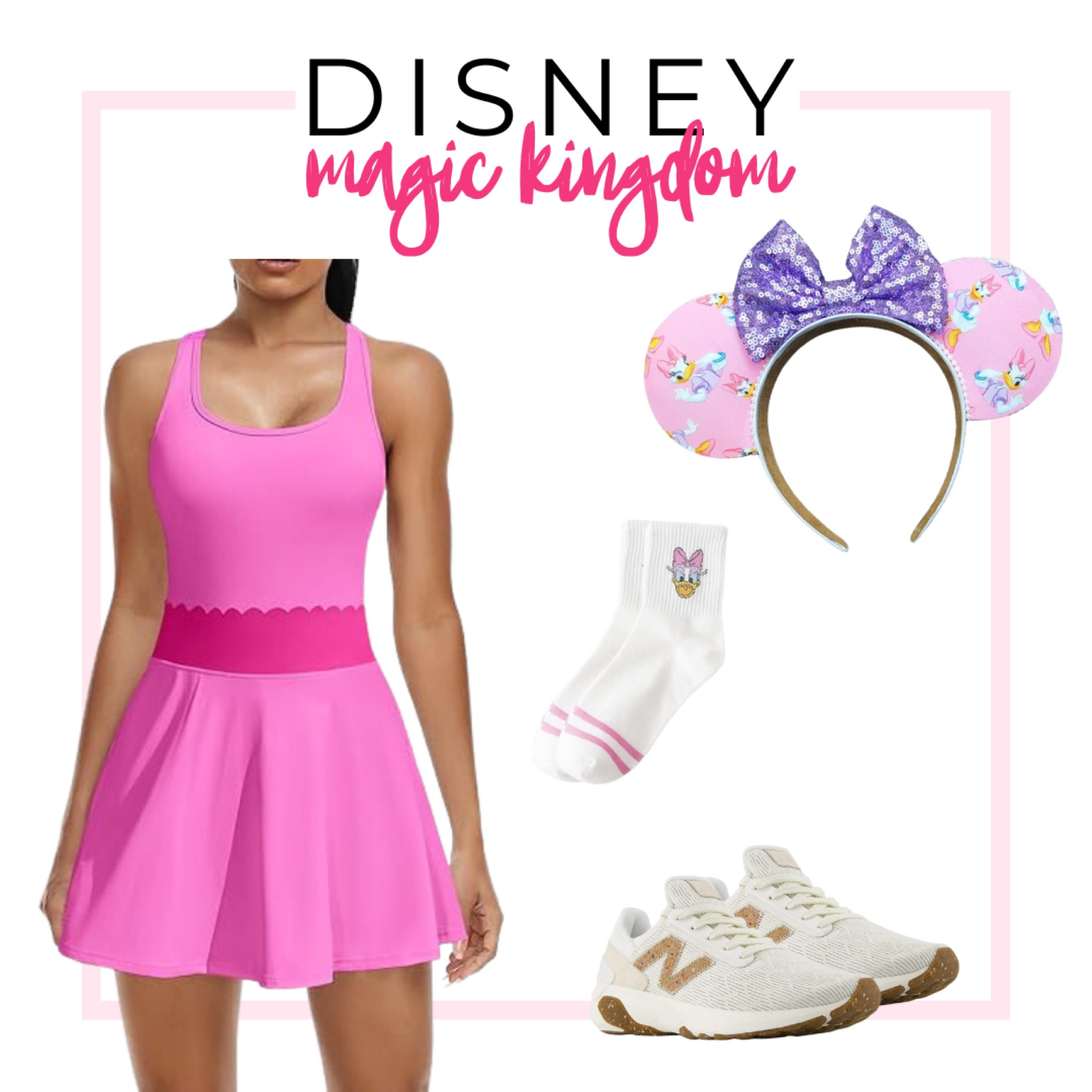 The Princess perfect outfit for your next Disney World trip to Magic Kingdom 💗 or wear these adorable Daisy Duck accessories 💜

Athletic skort, athletic dress, travel outfit, sneakers, tennis shoes, Mickey ears, socks

#LTKFindsUnder100 #LTKTravel #LTKFamily